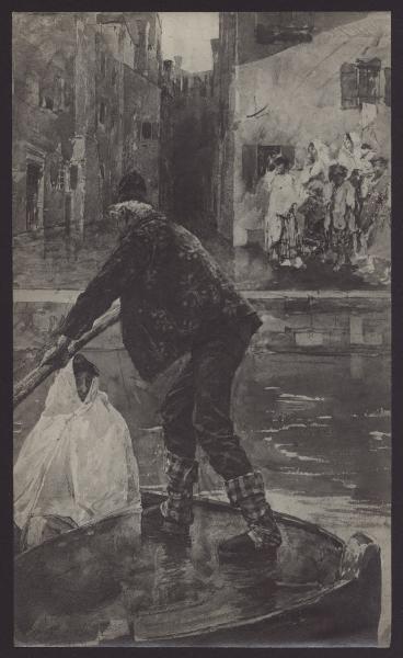 Mosè Bianchi, gondoliere, acquarello su carta (Chioggia, 1887).