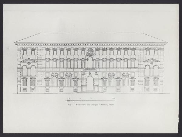 Rilievo della facciata del collegio Borromeo di Pavia.