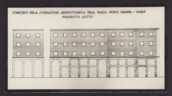 Varese. Progetto per la realizzazione di piazza Monte Grappa, prospetto (scala 1:50).