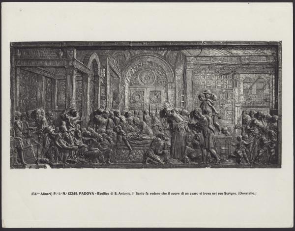 Padova - Basilica di S. Antonio. Altare maggiore, Donatello, Il cuore dell'avaro, bassorilievo in bronzo (1443-1450).