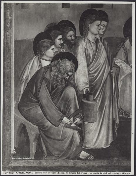 Padova - Cappella degli Scrovegni. Giotto, Lavanda dei piedi, particolare, affresco (1305-6).