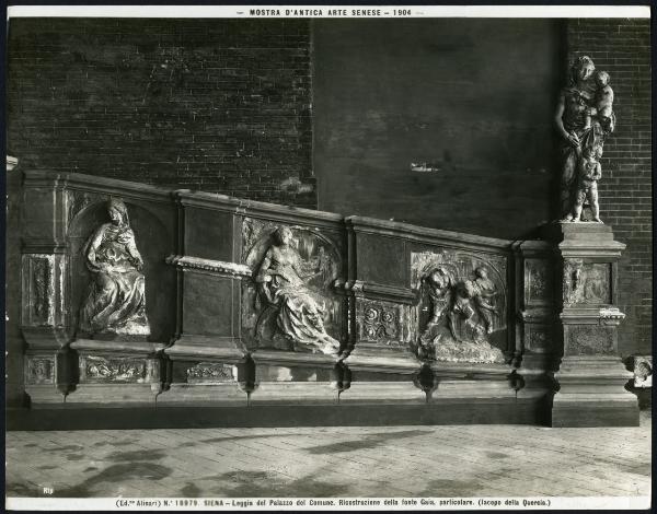 Siena - Palazzo Pubblico. Loggia, Jacopo della Quercia, Fonte Gaia, particolare della ricostruzione del lato destro (1409-19).