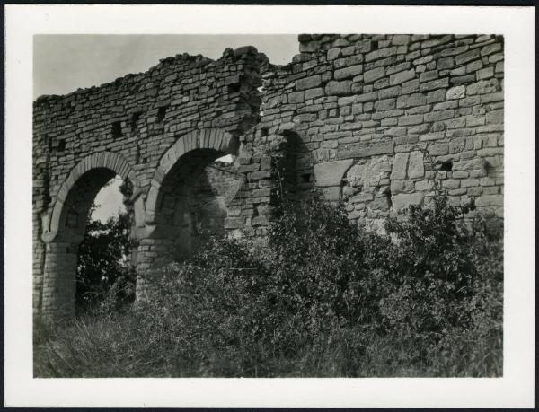 Novello - Ruderi della Chiesa di Santa Maria (?). Particolare di un muro con due archi.