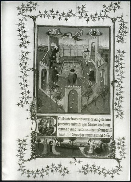 Torino - Museo Civico. Libro delle ore del Duca di Berry, J. Van Eyck, pagina miniata, pergamena.