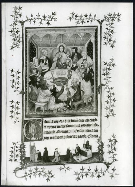 Torino - Museo Civico. Libro delle ore del Duca di Berry, J. Van Eyck, l'Ultima cena, pagina miniata, pergamena.