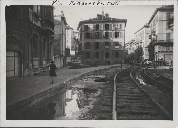 Milano - Via Fatebenefratelli - Costruzione della linea tranviaria