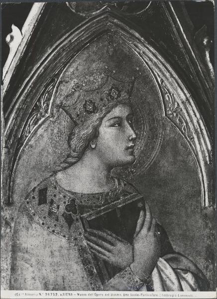 Scomparto di polittico dipinto - Santa - Ambrogio Lorenzetti - Siena - Museo dell'Opera Metropolitana