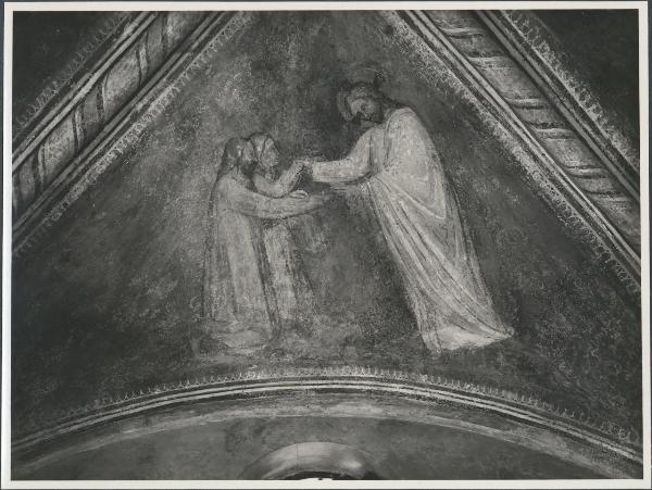 Dipinto murale - Cristo e due Santi - Solaro - Oratorio dei Santi Ambrogio e Caterina