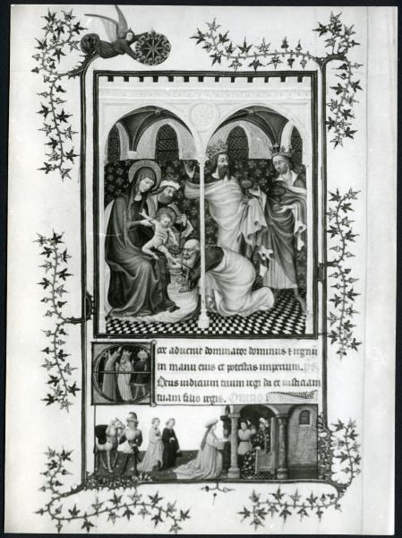 Torino - Museo Civico - Libro delle ore del Duca di Berry, Jan Van Eyck, Adorazione dei Magi, tav - XIII - fol - 13 V°, pagina miniata