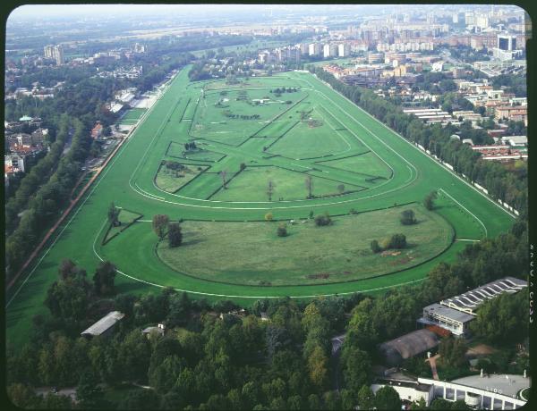 Milano. San Siro. Ippodromo. Veduta aerea.