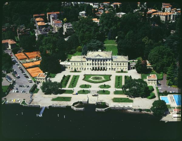 Como. Villa Olmo. Giardino. Veduta aerea.