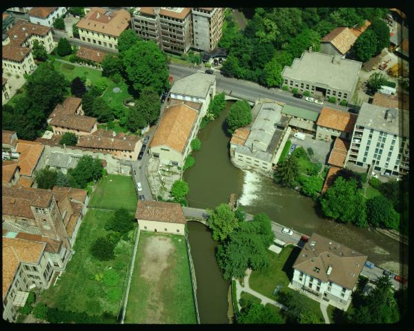 Monza. Fiume Lambro. Ponte Nuovo. Veduta aerea.