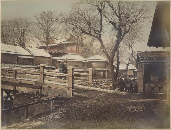 Giappone - Ponte - Abitazioni - Neve - Veduta animata