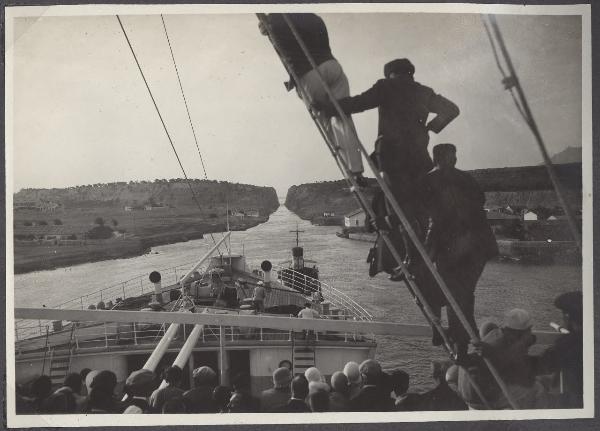 Grecia - Corinto - Stretto di Corinto - Nave - Piroscafo - Stella d'Italia - Ponte - Passeggeri