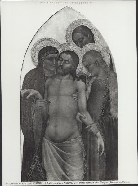 Dipinto - Cristo in pietà tra la Madonna, Santa Maria Maddalena e S. Giovanni Evangelista - Giovanni da Milano - Firenze - Galleria dell'Accademia