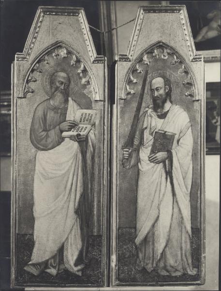 Scomparti di polittico dipinto - S. Paolo e S. Giovanni Evangelista - Andrea da Firenze - Firenze - Museo Horne