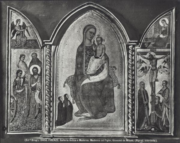Trittico dipinto - Madonna con Bambino, Santi e Crocifissione - Giovanni da Milano - Firenze - Galleria dell'Accademia