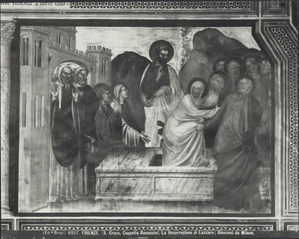 Dipinto murale - Resurrezione di Lazzaro - Giovanni da Milano - Firenze - Chiesa di S. Croce - Cappella Rinuccini