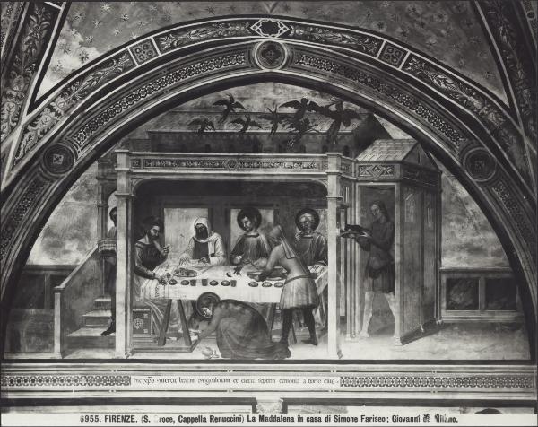 Dipinto murale - Cena in casa di Simone il Fariseo - Giovanni da Milano - Firenze - Basilica di S. Croce - Cappella Rinuccini