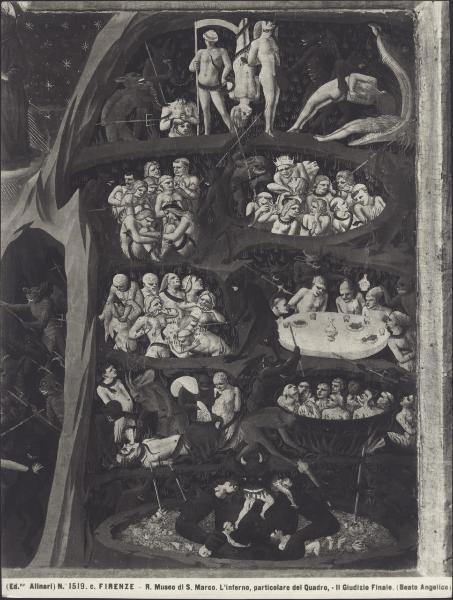 Dipinto - Giudizio Universale (particolare dell'inferno) - Beato Angelico - Firenze - Museo di San Marco