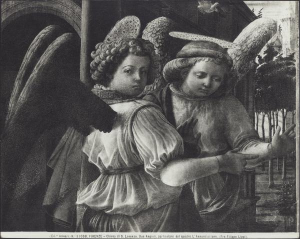 Dipinto - Annunciazione e due angeli (particolare degli angeli) - Filippo Lippi - Firenze - Basilica di S. Lorenzo