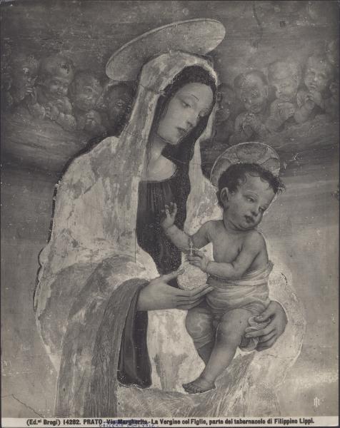 Dipinto murale - Tabernacolo di S. Margherita (particolare della Madonna con Bambino) - Filippino Lippi - Prato - Piazza Mercatale