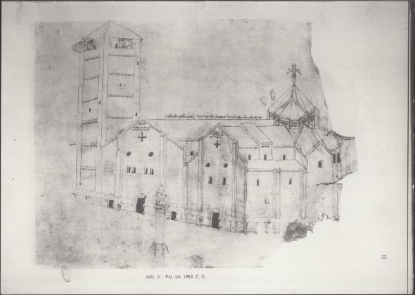 Riproduzione di libro a stampa - Tavola con disegno della Cattedrale di Pavia