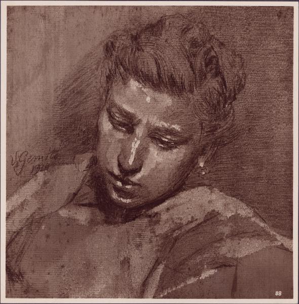 Disegno - Testa di giovinetta - Vincenzo Gemito - Milano - Collezione Giovanni Treccani degli Alfieri