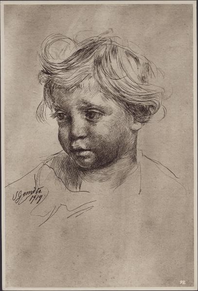 Disegno - Testa di bambino - Vincenzo Gemito - Milano - Collezione Giovanni Treccani degli Alfieri