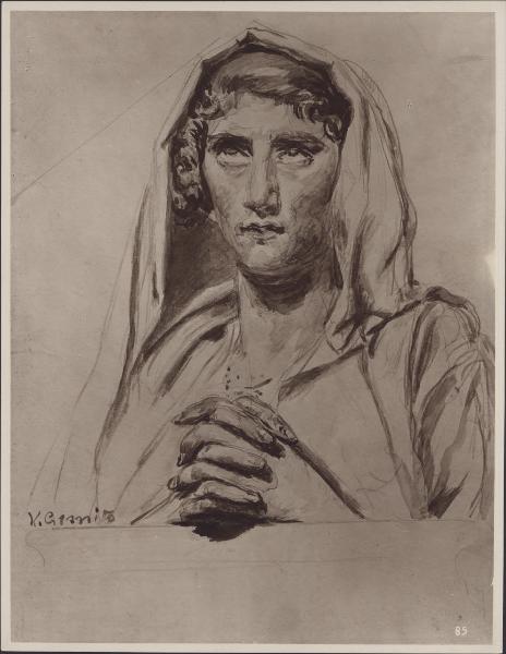 Disegno - Donna in preghiera - Vincenzo Gemito - Milano - Collezione Giovanni Treccani degli Alfieri