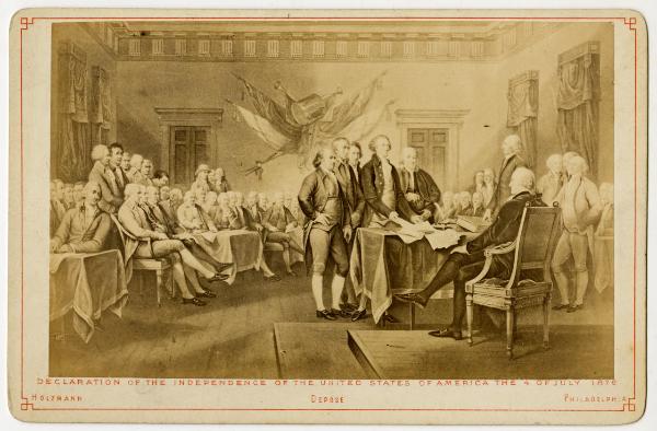 Affresco - Washington - Campidoglio - Sala dell'Indipendenza - Sottoscrizione della dichiarazione d'indipendenza degli Stati Uniti d'America, Filadelfia 4 luglio 1776 - John Trumbull