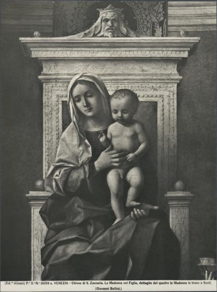 Pala d'altare dipinta - Madonna in trono col Bambino, un angelo suonatore e i SSan Pietro, Caterina, Lucia e Girolamo (particolare) - Giovanni Bellini - Venezia - Chiesa di S. Zaccaria