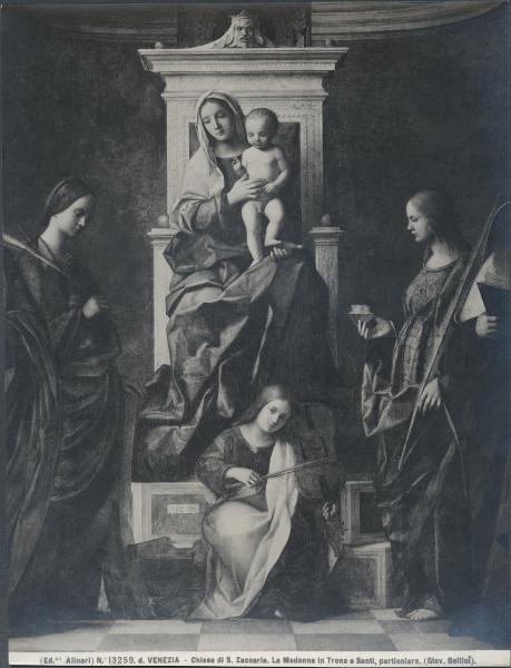 Pala d'altare dipinta - Madonna in trono col Bambino, un angelo suonatore e i SSan Pietro, Caterina, Lucia e Girolamo (particolare) - Giovanni Bellini - Venezia - Chiesa di S. Zaccaria