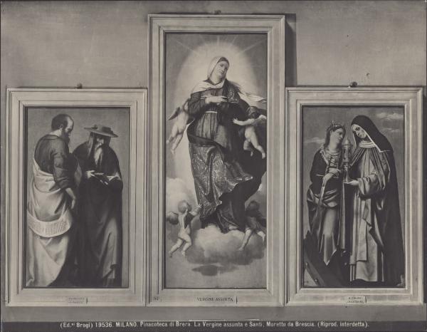 Trittico dipinto - Assunta fra i Ss. Paolo, Girolamo, Caterina d'Alessandria e Chiara - Moretto - Milano - Pinacoteca di Brera
