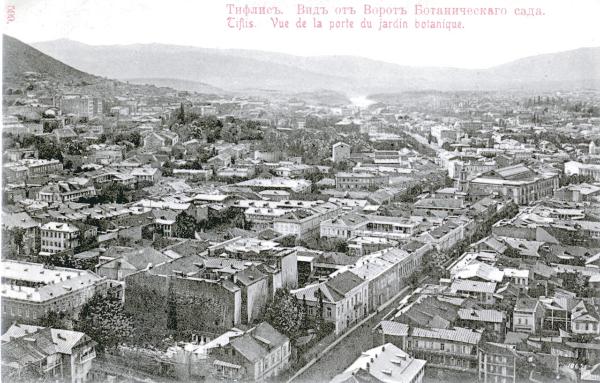 Russia (ora Georgia) - Tiflis (ora Tbilisi) - Panorama della città di Tbilisi preso dall'ingresso del Giardino Botanico