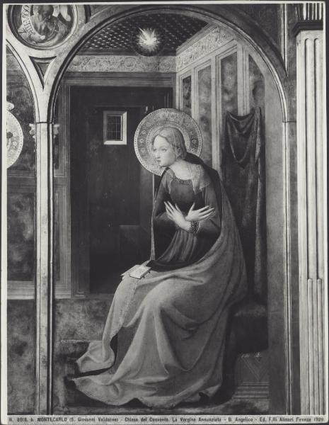 Dipinto - Annunciazione (particolare della Vergine) - Beato Angelico - S. Giovanni Valdarno - Convento di Montecarlo - Chiesa di S. Francesco