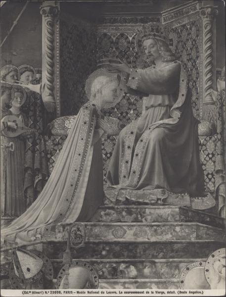 Dipinto - Incoronazione della Vergine (particolare di Cristo e Maria Vergine) - Beato Angelico - Parigi - Museo del Louvre