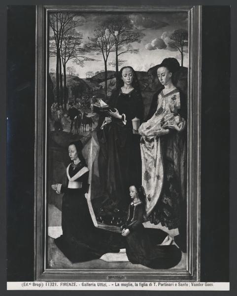 Scomparto di trittico dipinto - S. Margherita d'Antiochia, Santa Maria Maddalena, Maria Baroncelli e Margherita Portinari - Hugo Van der Goes - Firenze - Galleria degli Uffizi