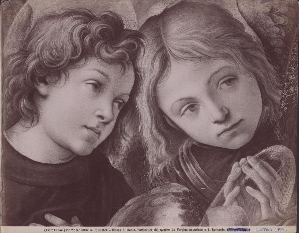 Dipinto - Apparizione della Madonna a S. Bernardo (particolare di due angeli) - Filippino Lippi - Firenze - Badia Fiorentina