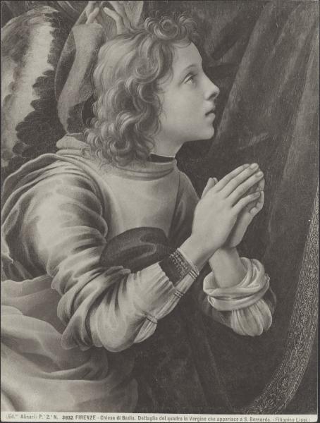 Dipinto - Apparizione della Madonna a S. Bernardo (particolare di un angelo) - Filippino Lippi - Firenze - Badia Fiorentina