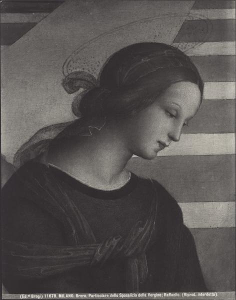 Dipinto - Sposalizio della Vergine (particolare di Maria Vergine) - Raffaello Sanzio - Milano - Pinacoteca di Brera