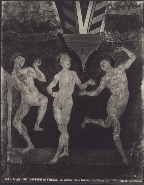 Dipinto murale - Danza di giovani ignudi - Antonio Pollaiolo - Firenze - Villa la Gallina