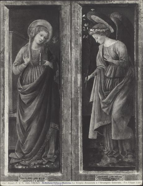 Pannelli dipinti - Maria Vergine annunciata e arcangelo Gabriele annunciante - Filippo Lippi - Firenze - Galleria degli Uffizi