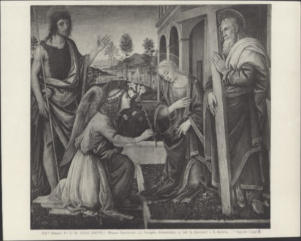 Dipinto - Annunciazione con S. Giovanni Battista e S. Andrea - Filippino Lippi - Napoli - Museo Nazionale di Capodimonte