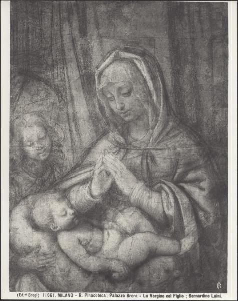 Disegno - Madonna con Bambino su un cuscino sorretto da un angelo - Bernardino Luini - Milano - Pinacoteca di Brera