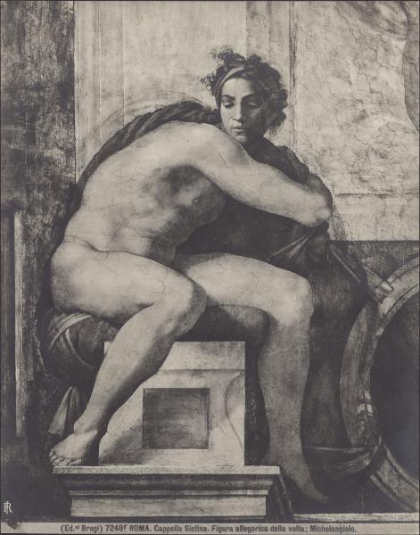 Dipinto murale - Ignudo - Michelangelo Buonarroti - Città del Vaticano - Musei Vaticani - Cappella Sistina - Volta