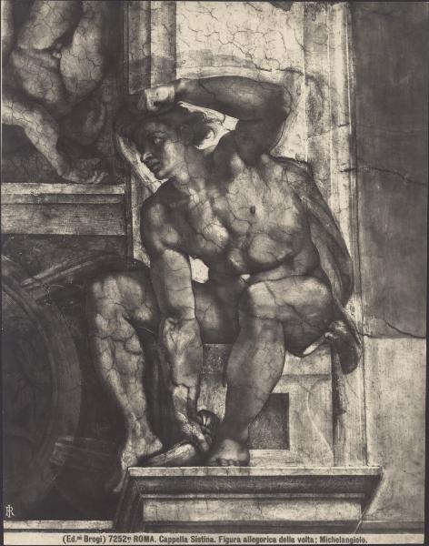 Dipinto murale - Ignudo - Michelangelo Buonarroti - Città del Vaticano - Musei Vaticani - Cappella Sistina - Volta