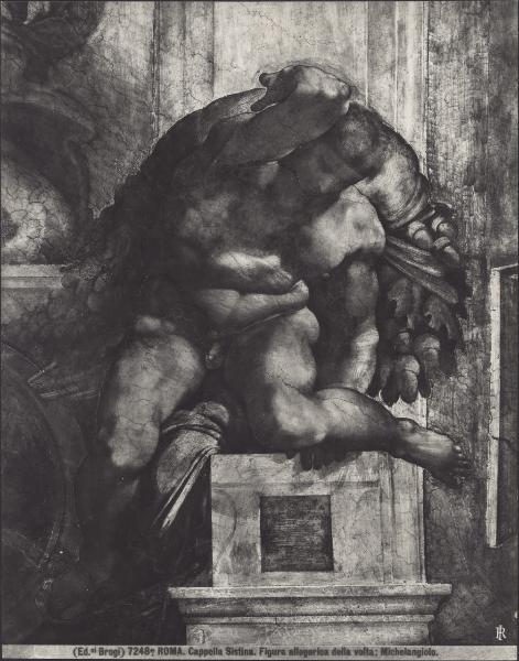 Dipinto murale - Ignudo - Michelangelo Buonarroti - Città del Vaticano - Musei Vaticani - Cappella Sistina - Volta