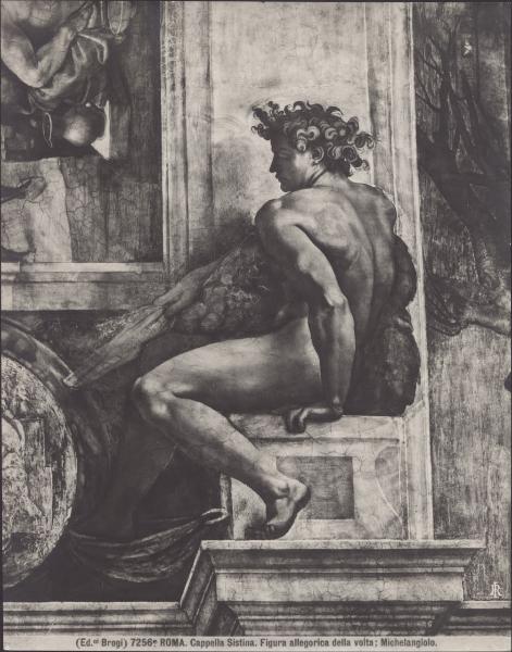 Dipinto murale - Ignudo - Michelangelo Buonarroti - Città del Vaticano - Musei Vaticani - Cappella Sistina - Volta