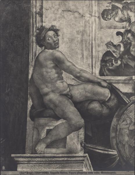 Dipinto murale - Ignudo - Michelangelo Buonarroti - Città del Vaticano - Musei Vaticani - Cappella Sistina - Volta